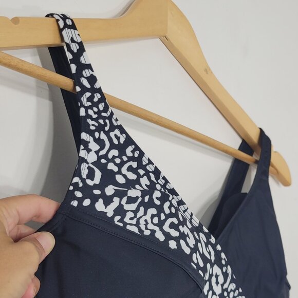 Didi Black White Leopard Print Bathing Suit Classy Swimwear One-Piece Swimsuit - Picture 3 of 11